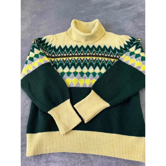 LOFT Multicolor Chevron Stitched Cowl Sweater Patterned Long Sleeve Knitted - Picture 2 of 7